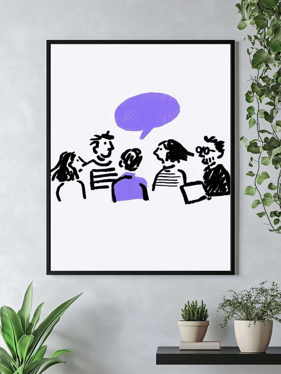 Conversation Sketch Illustration Poster. — room view 4