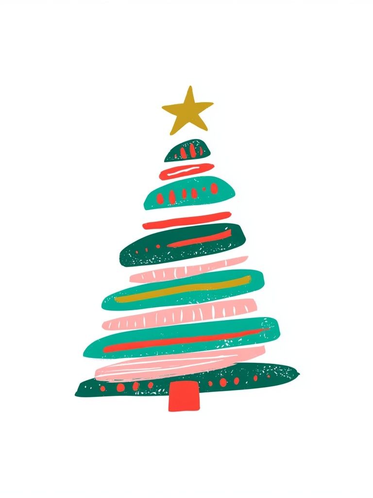 Abstract Christmas Tree Typography Print. poster — illustration art