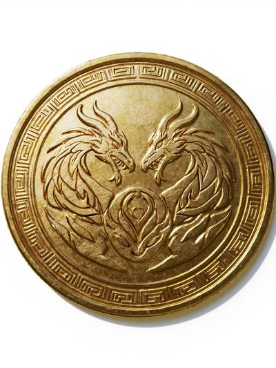 Golden Dragon Emblem Illustration Poster.