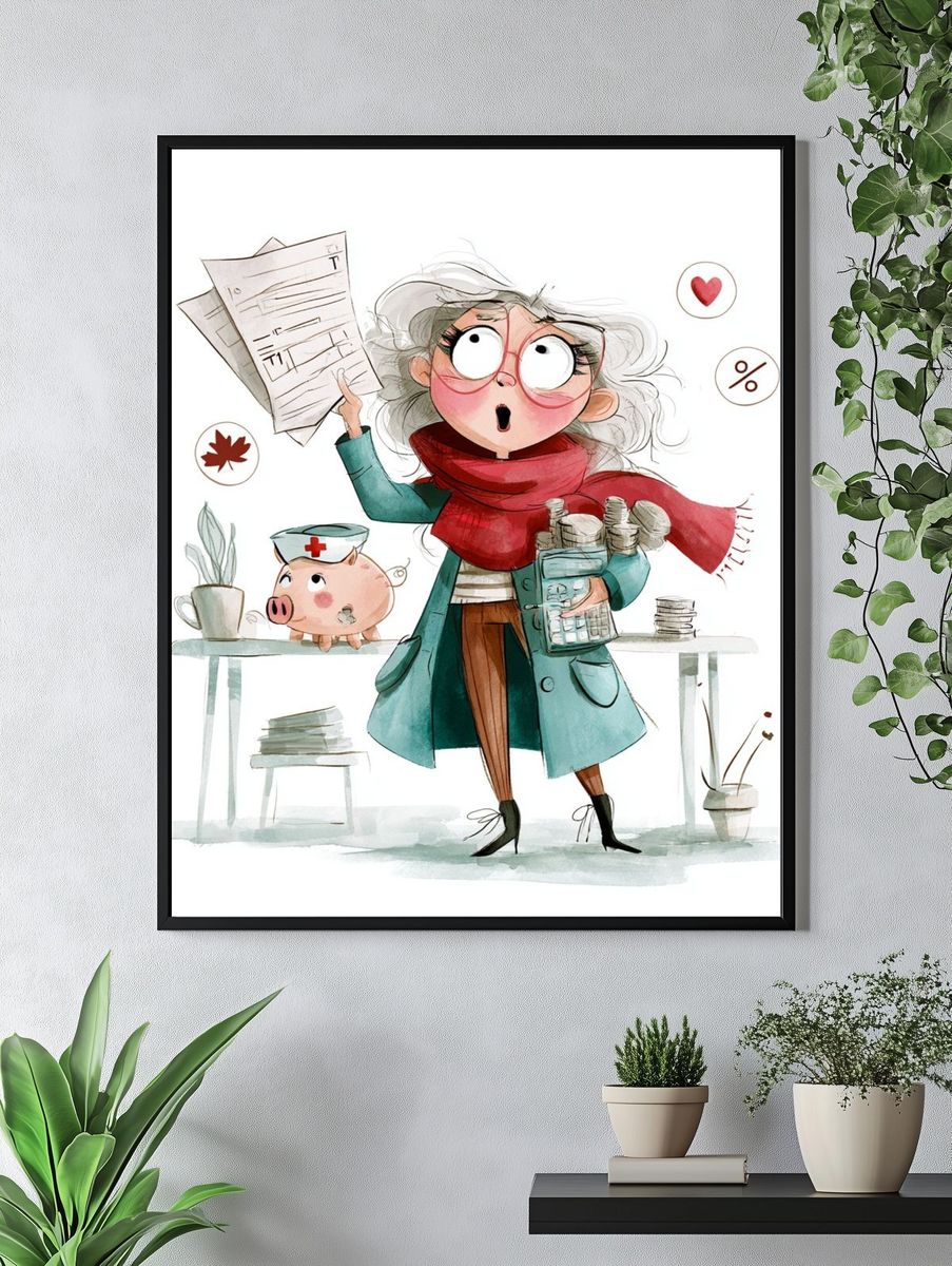 Green Dining Table Illustration Poster. — room view 4