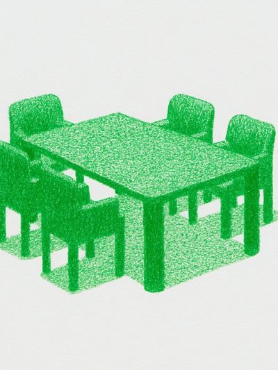 Green Dining Table Illustration Poster.