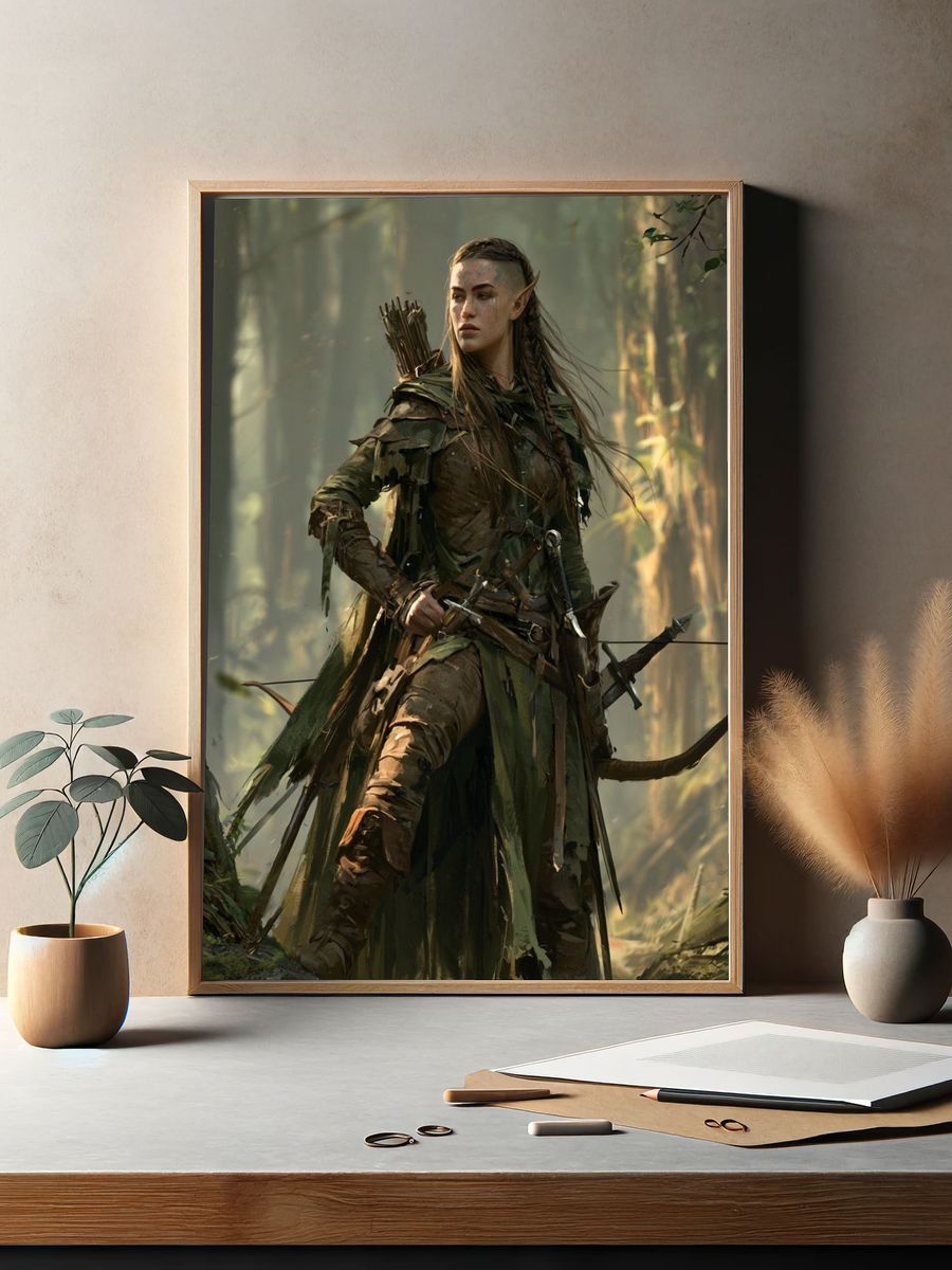 Forest Archer Fantasy Illustration Poster. — room view 2