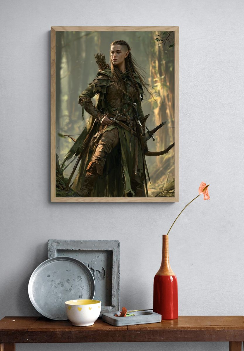 Forest Archer Fantasy Illustration Poster. — room view 3