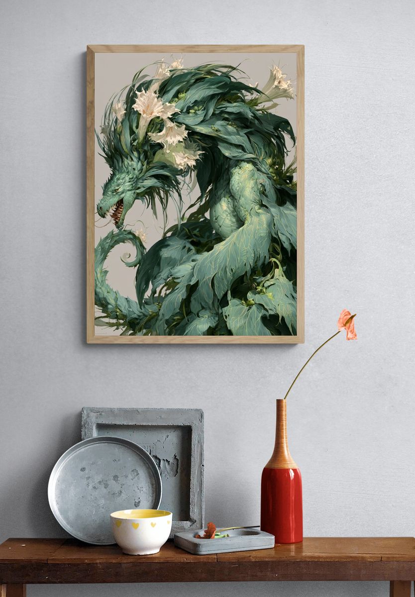 Emerald Dragon Botanical Print. — room view 3