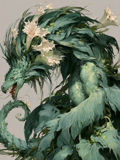Emerald Dragon Botanical Print.