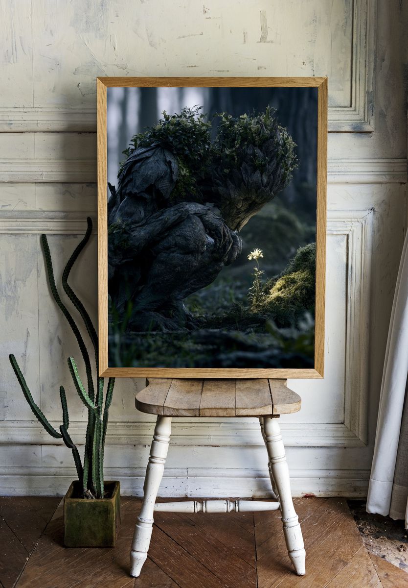 Forest Golem Digital Art Print. room preview