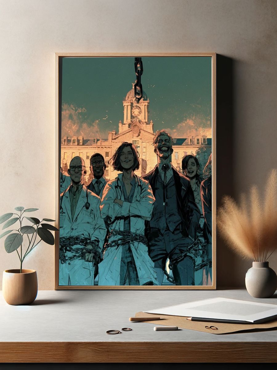 Dark Academia Doctors Illustration Poster. — room view 2