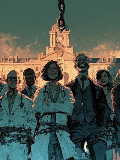 Dark Academia Doctors Illustration Poster.