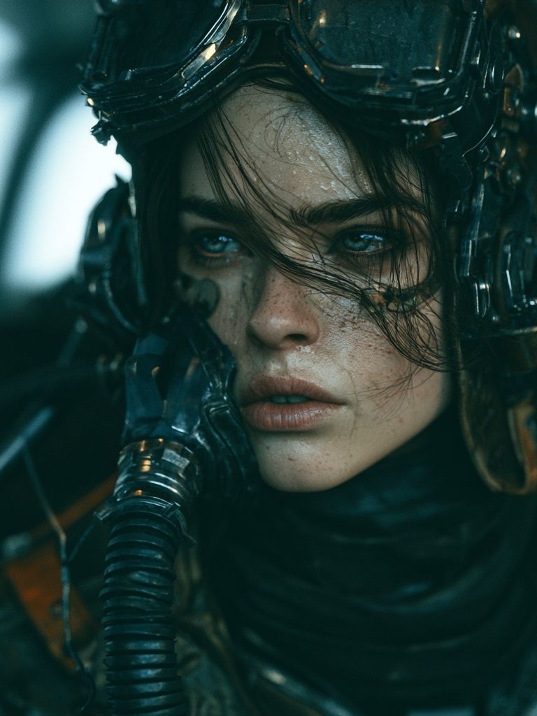 Cyberpunk Pilot Portrait Print. poster — illustration art