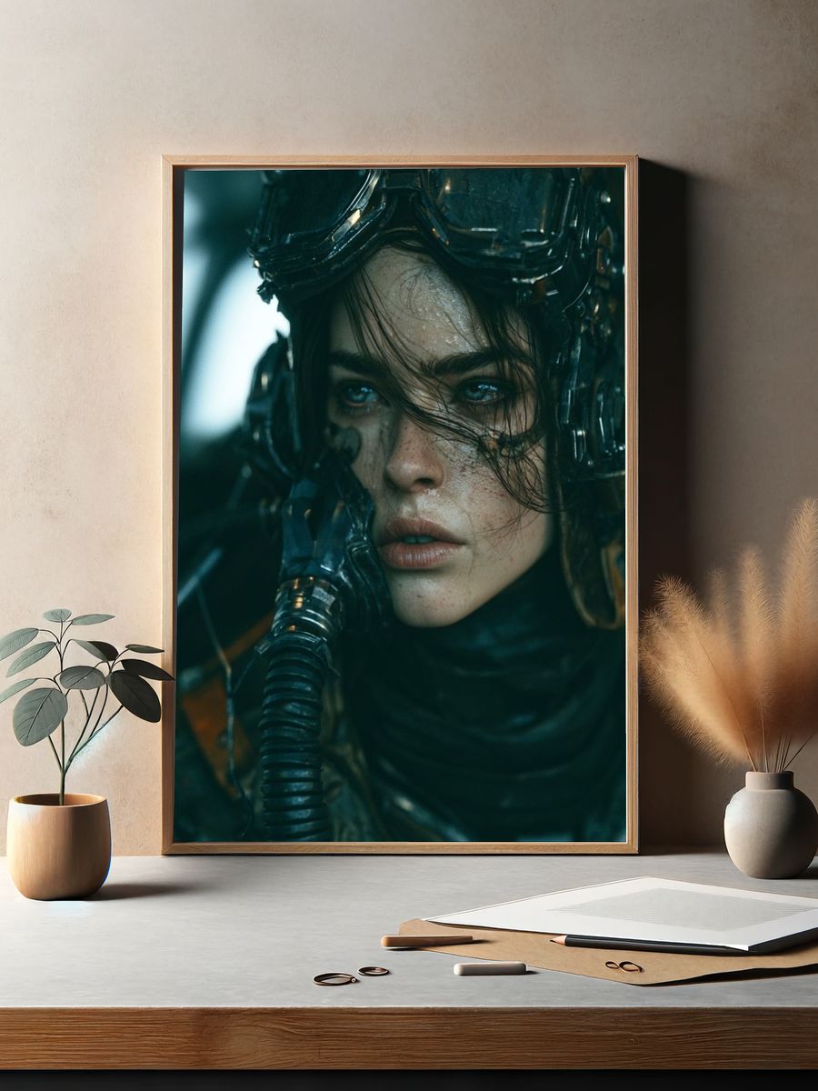 Cyberpunk Pilot Portrait Print. — room view 2
