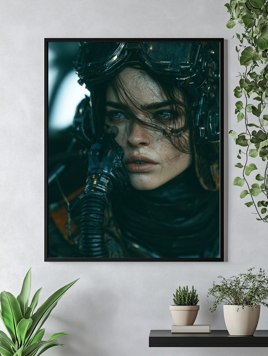 Cyberpunk Pilot Portrait Print. — room view 4