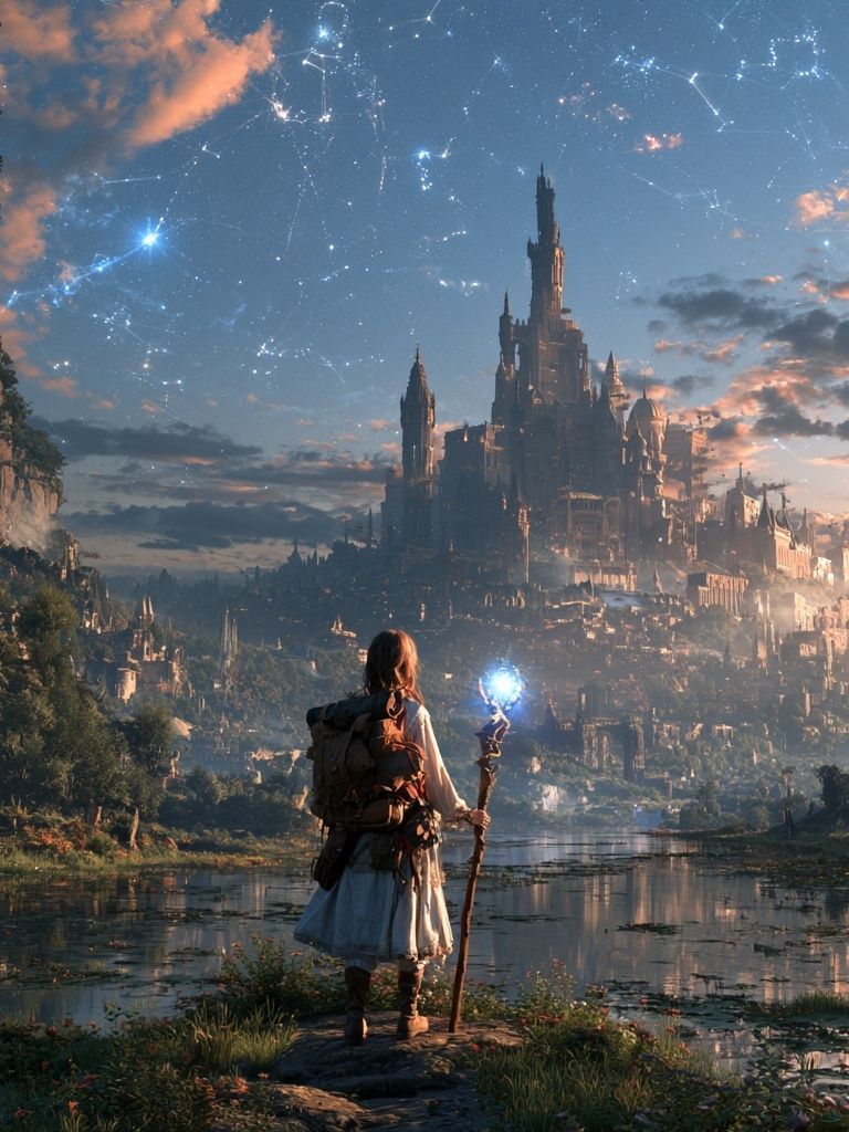Fantasy Castle at Dawn Print. poster detail
