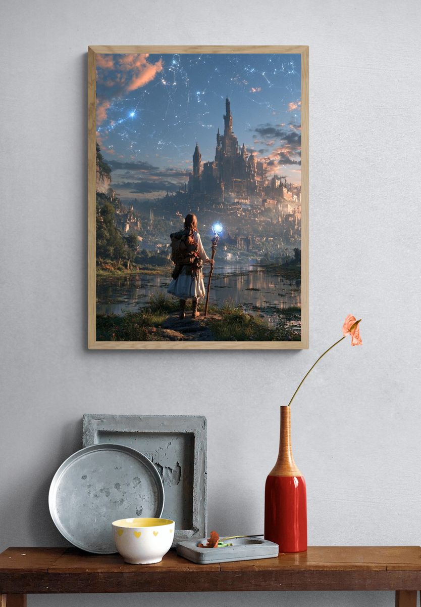 Fantasy Castle at Dawn Print. — room view 3