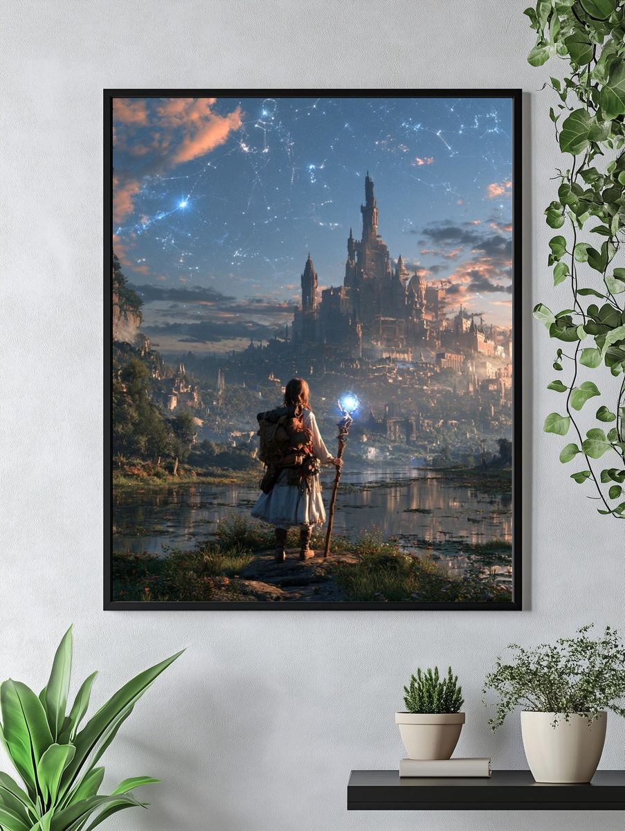 Fantasy Castle at Dawn Print. — room view 4