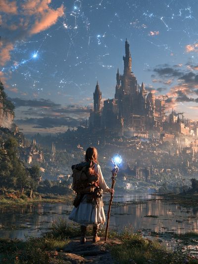 Fantasy Castle at Dawn Print. poster