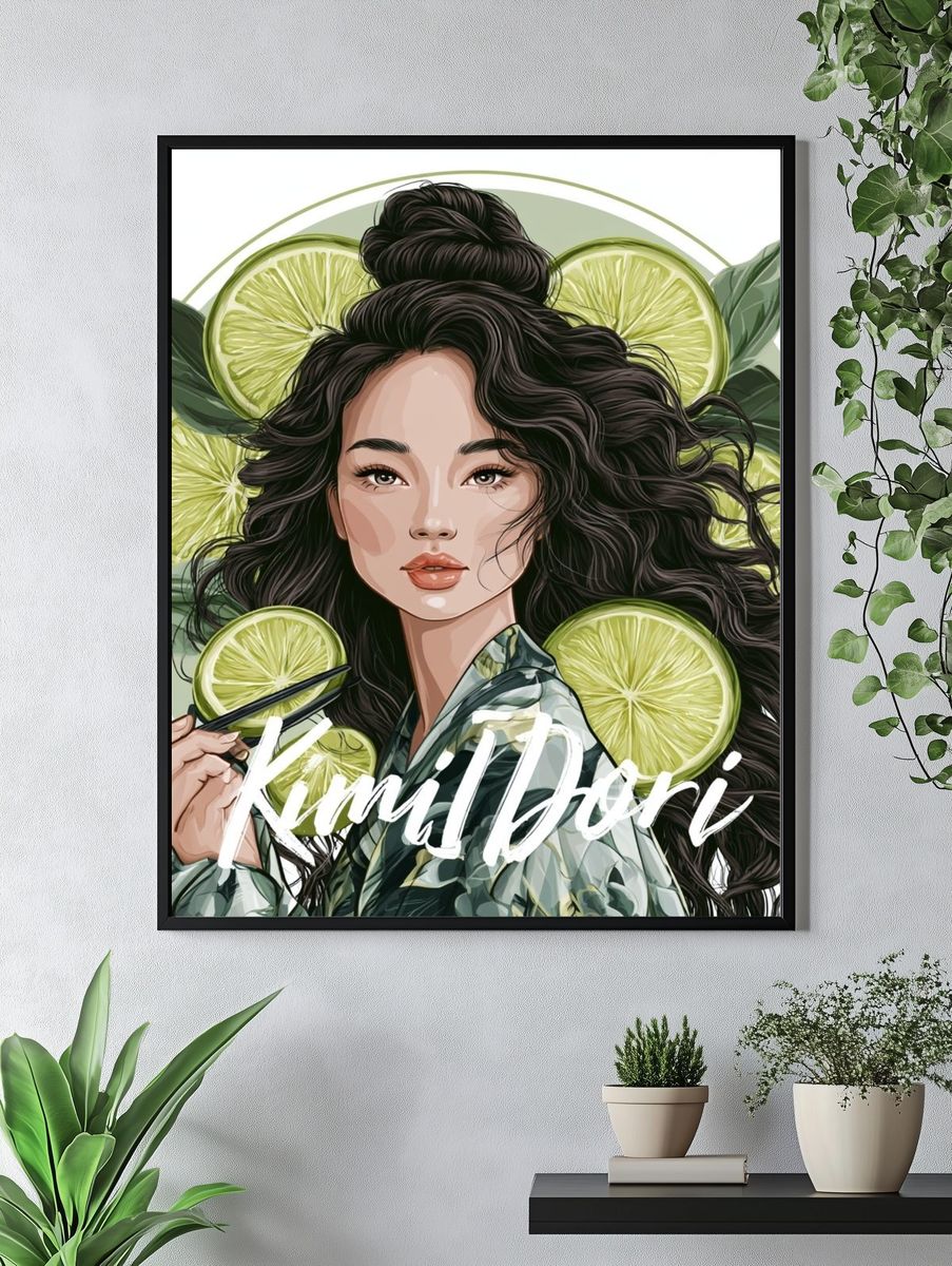 Lime Portrait Illustration Poster. — room view 4
