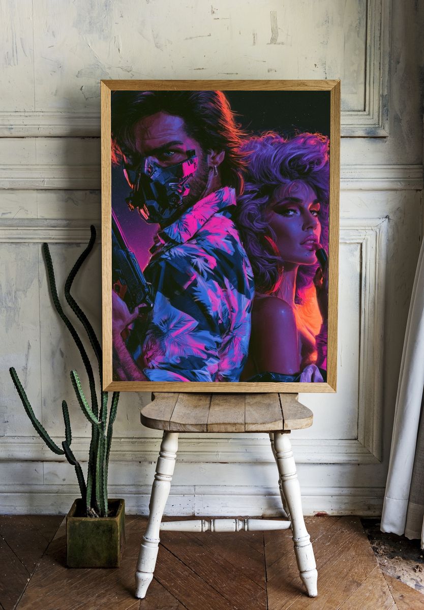 Neon Cyberpunk Duo Poster. — room view 1