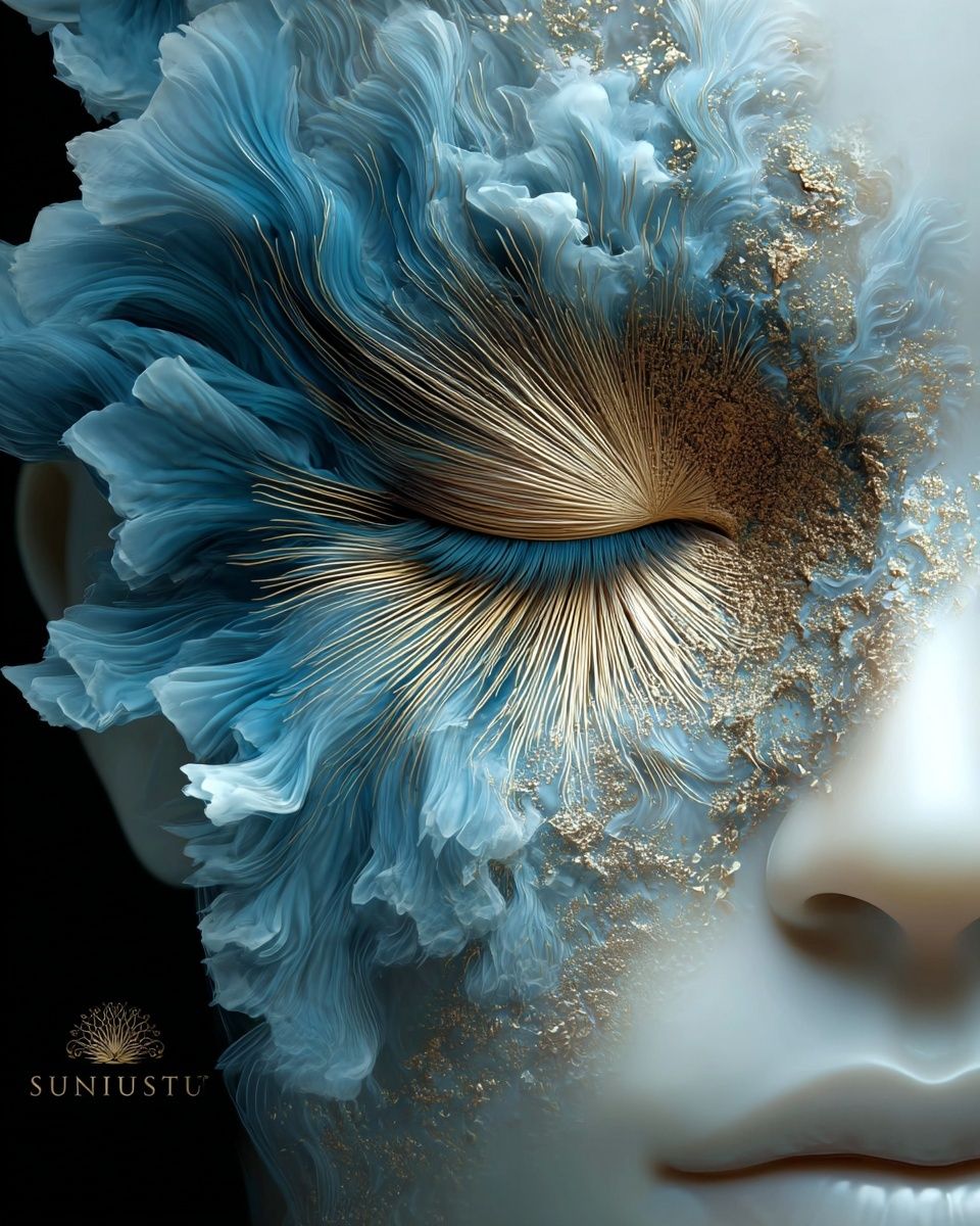 Blue Floral Face Illustration Poster. poster — illustration art