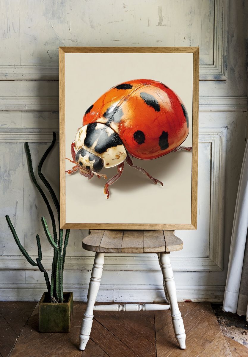 Ladybug Macro Illustration Poster room preview