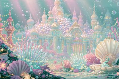 Enchanted Undersea Palace Print. poster