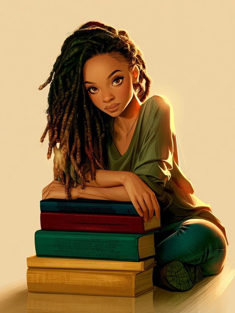 Bookish Portrait Illustration Poster. poster detail