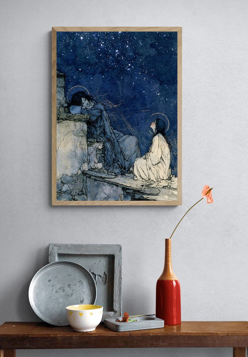 Moonlit Figures — Illustration Print. — room view 3