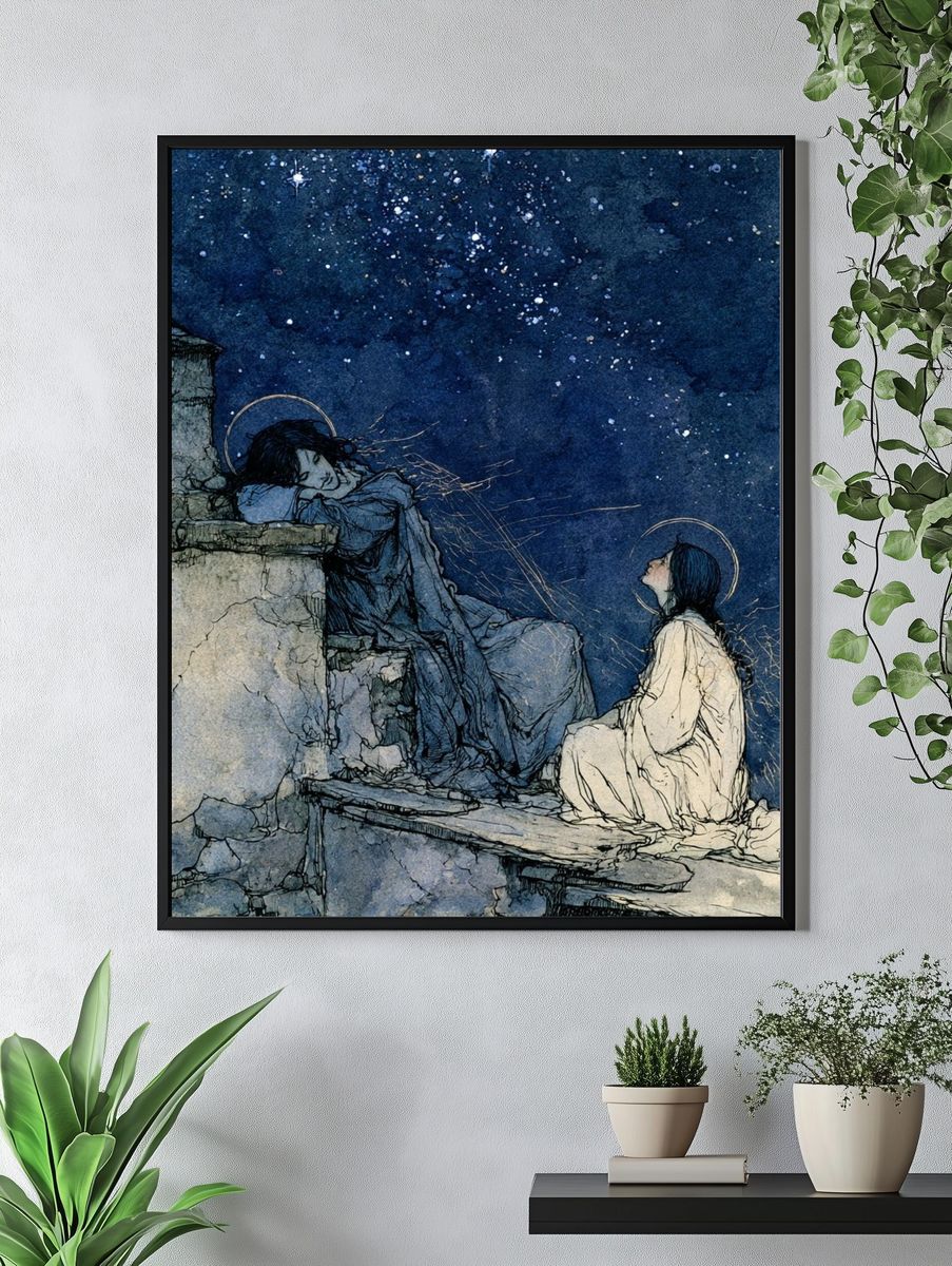 Moonlit Figures — Illustration Print. — room view 4