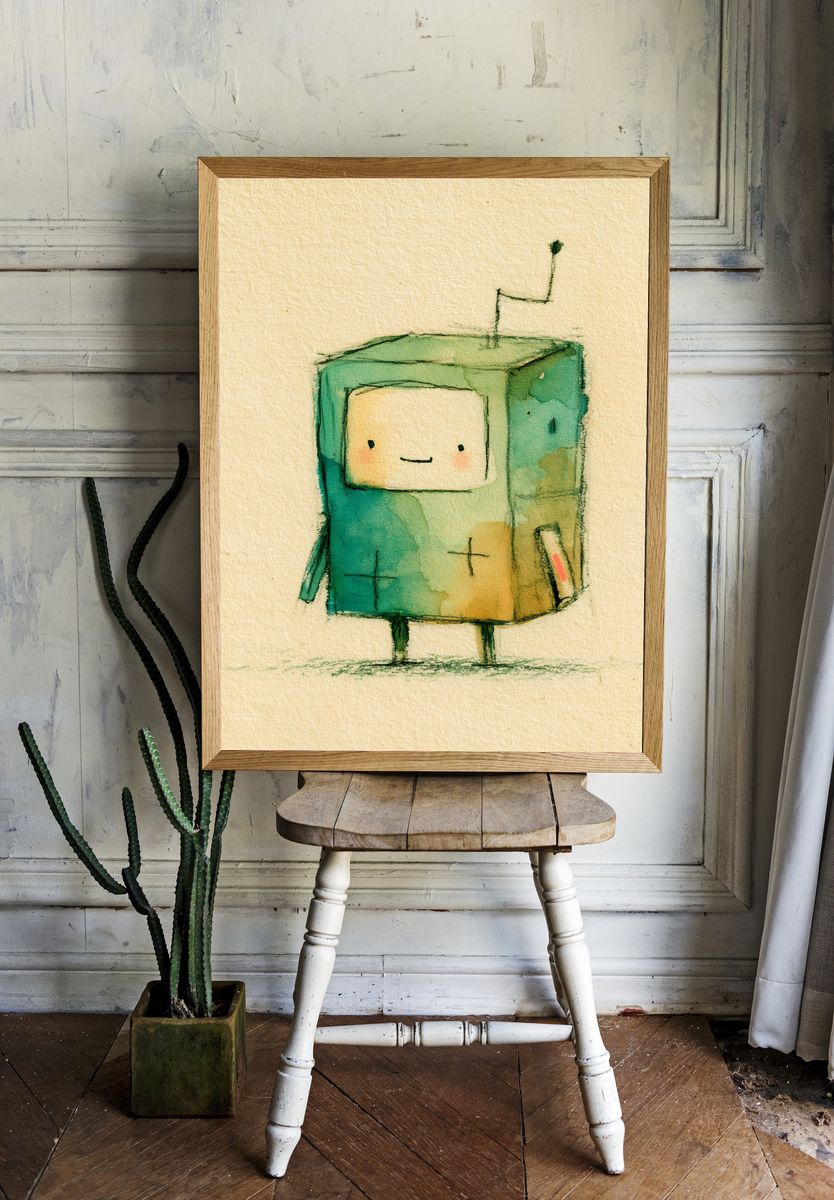 Cute Robot Watercolor Poster. room preview