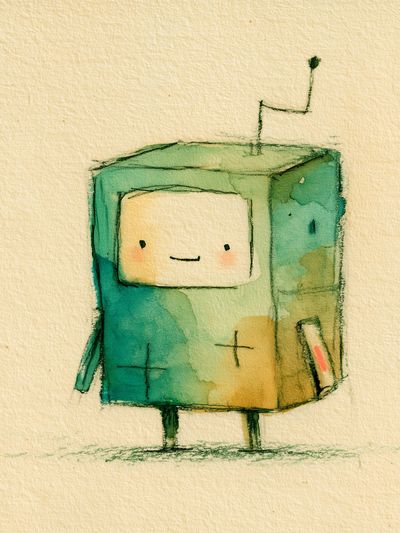 Cute Robot Watercolor Poster. poster