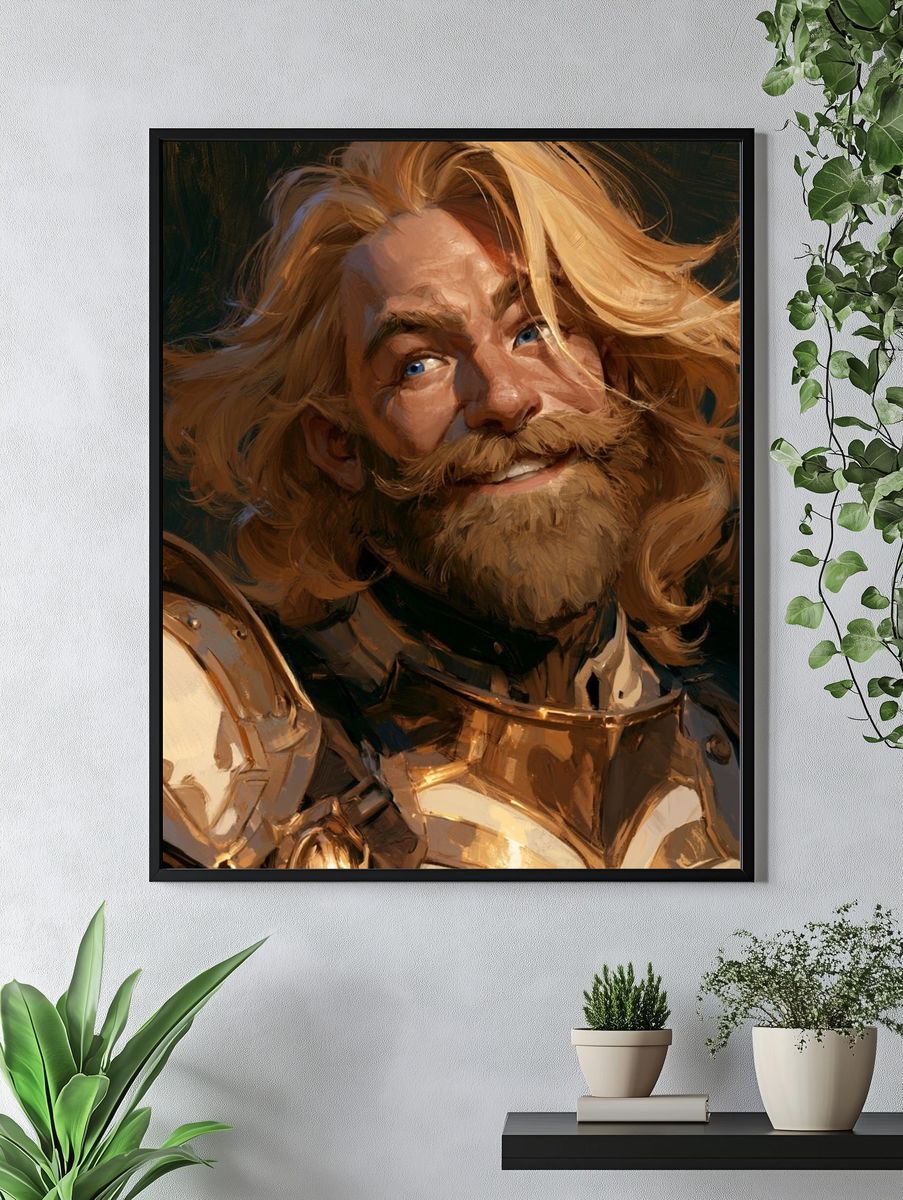 Golden Knight Portrait Print. — room view 4