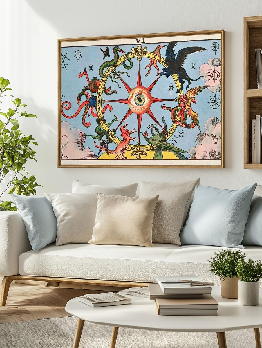 Mystical Eye and Birds Vintage Poster. — room view 2