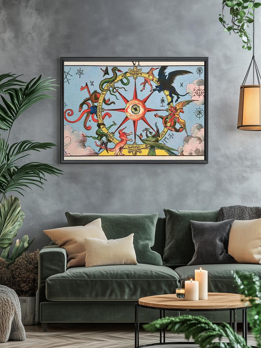 Mystical Eye and Birds Vintage Poster. — room view 4
