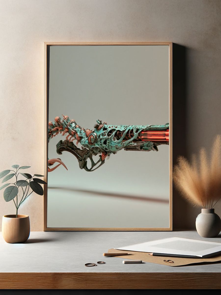 Surreal Sci-Fi Weapon Print. — room view 2