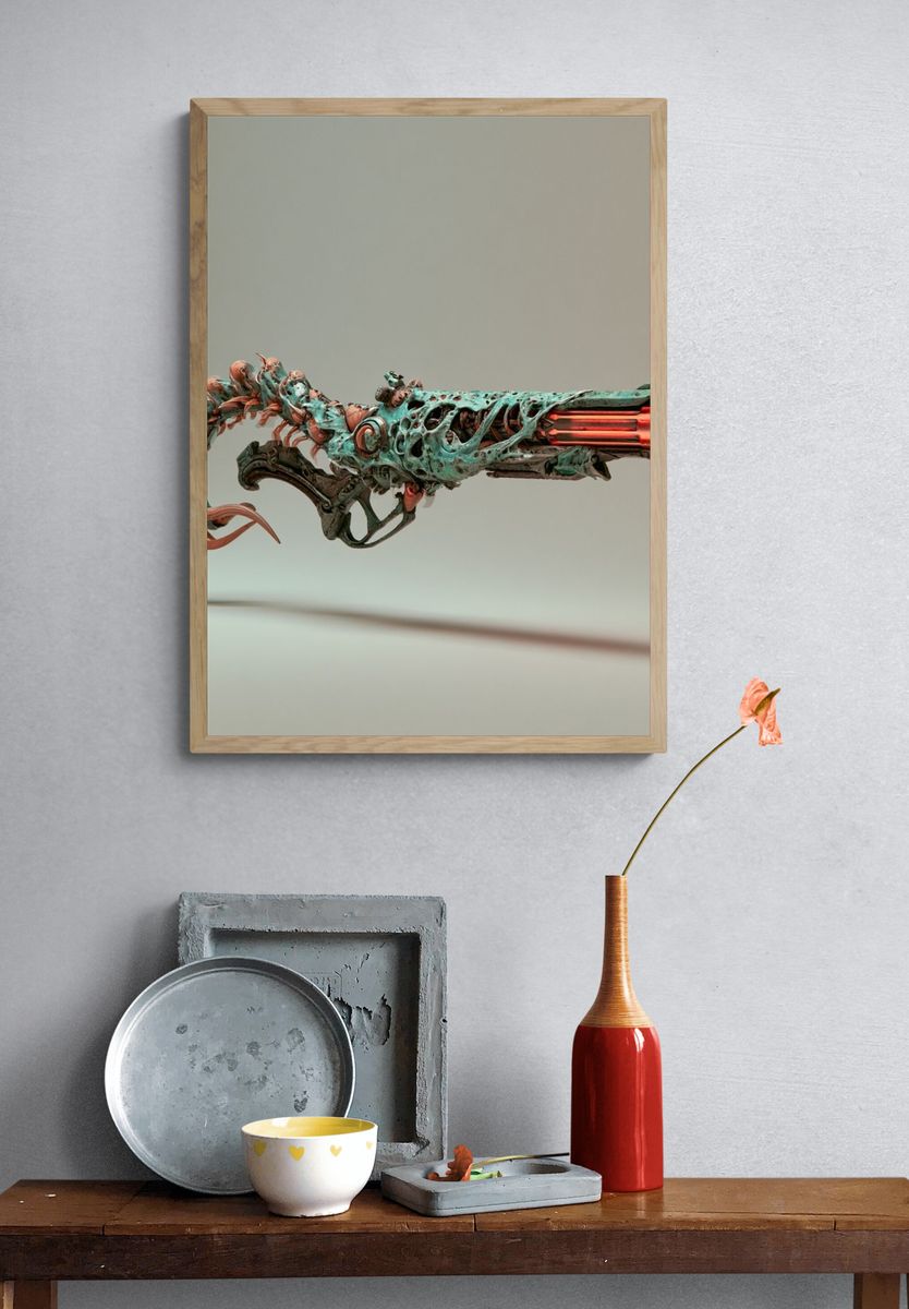 Surreal Sci-Fi Weapon Print. — room view 3