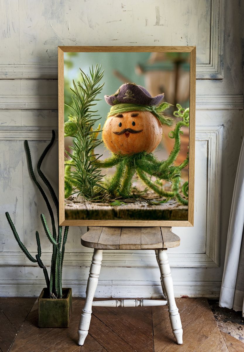 Whimsical Onion Pirate Illustration Poster. room preview