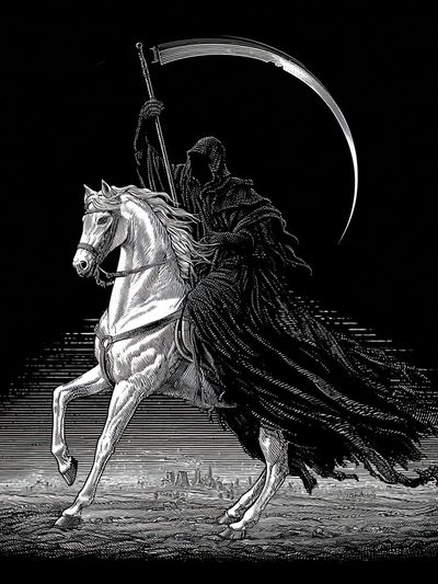 Grim Reaper Horse Illustration Poster. poster print