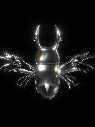Chrome Beetle Surreal Print. poster