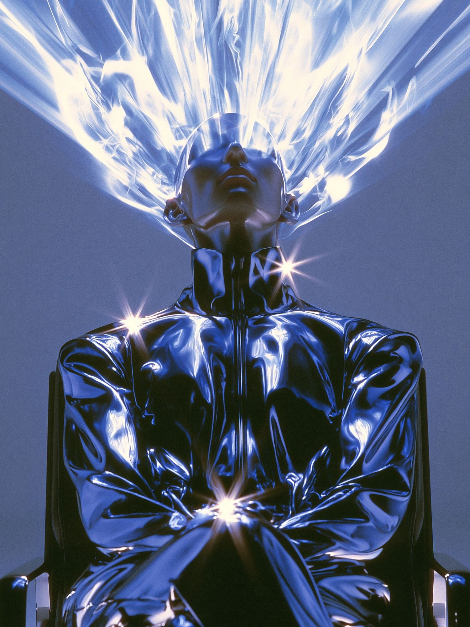 Chrome Futurist Figure Poster. poster detail