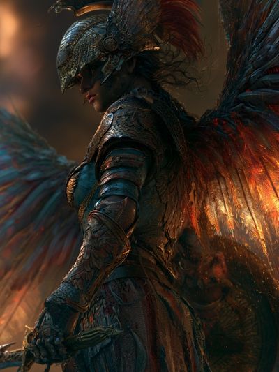 Armored Winged Warrior Fantasy Print. poster print