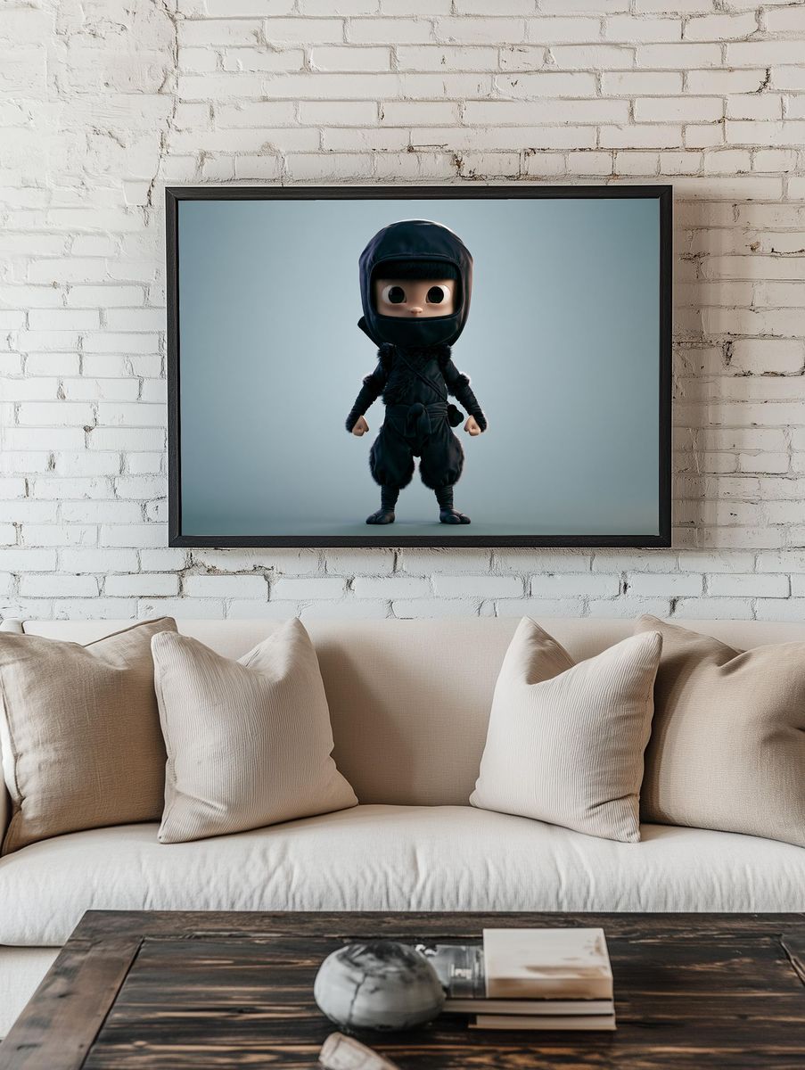Cute Ninja Character Illustration Poster. — room view 1