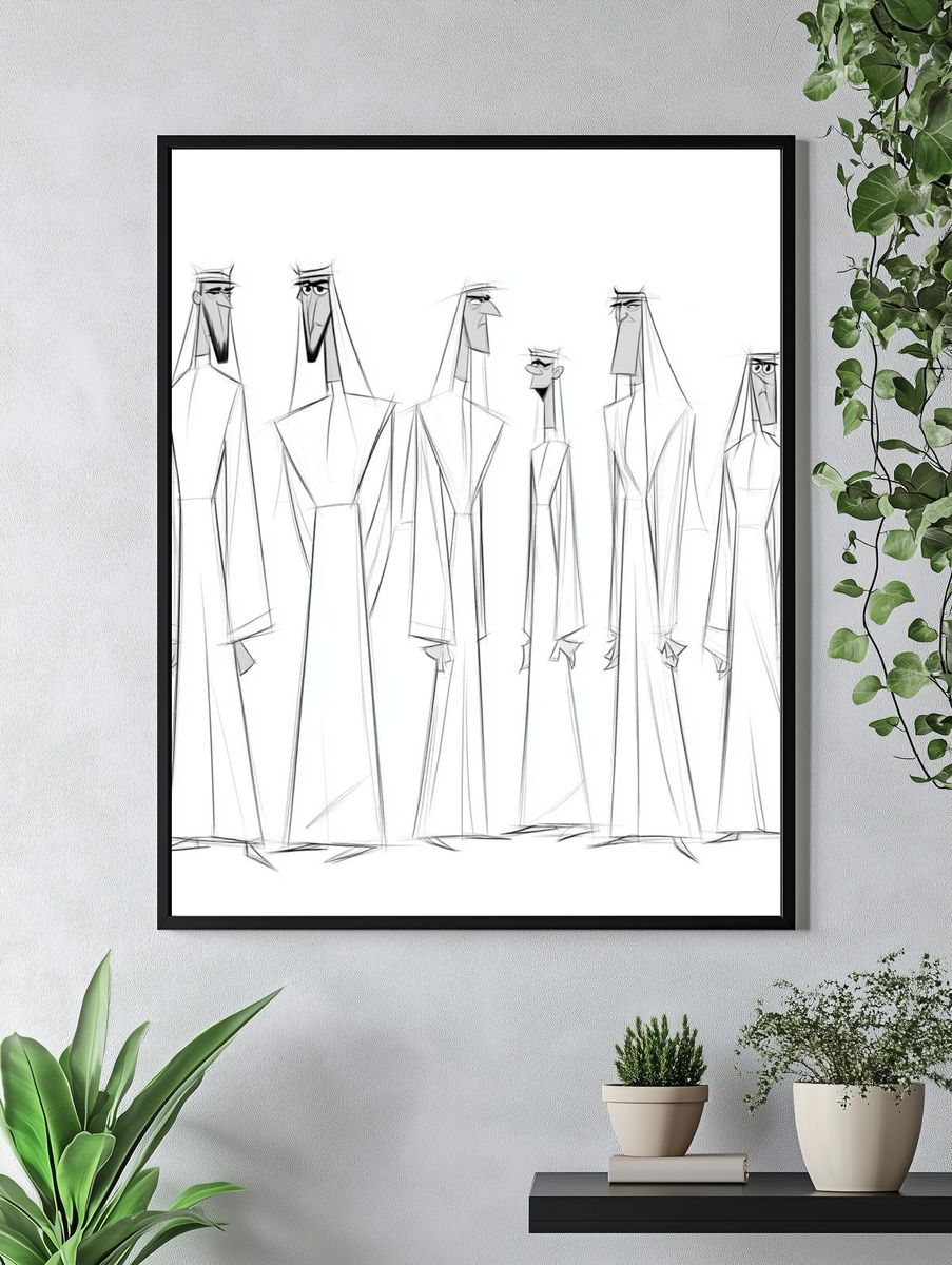 Arabian Men Sketch Illustration Poster. — room view 4