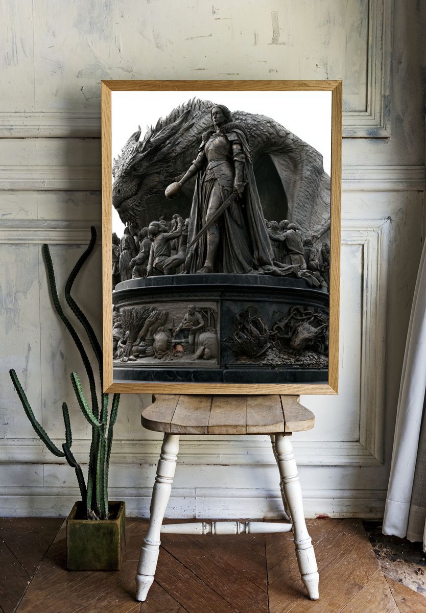 Dragon Guardian Sculpture Print. room preview