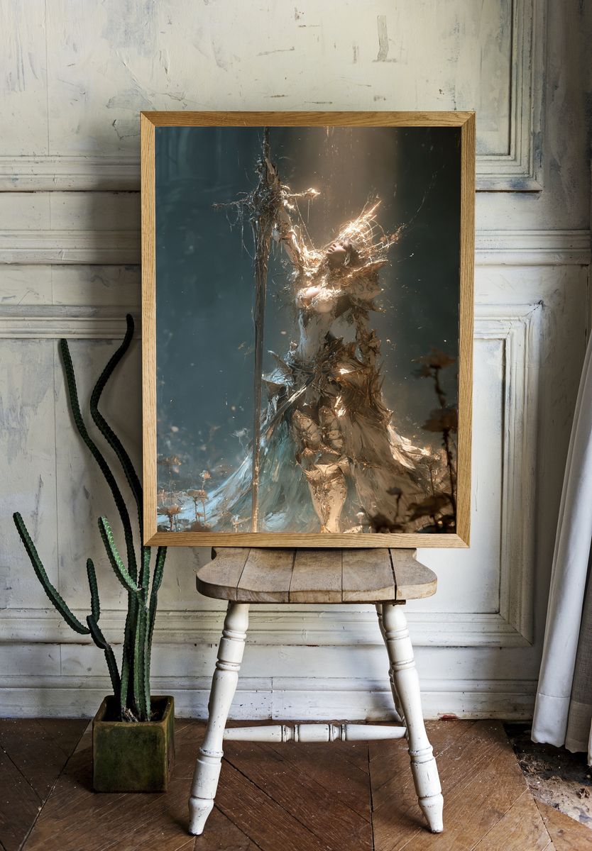 Celestial Warrior Fantasy Print. room preview