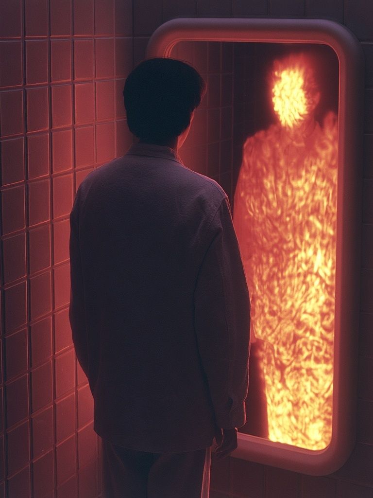 Neon Fire Reflection Poster. poster detail