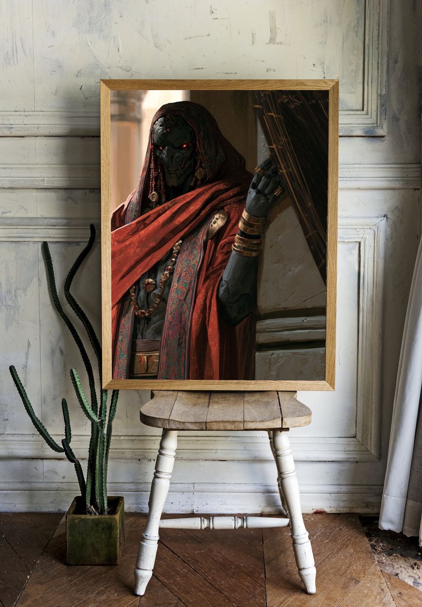 Mystic Hooded Figure Digital Art Poster. — room view 1