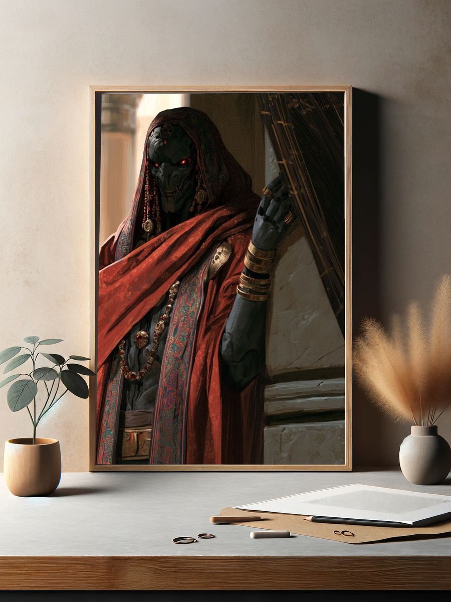 Mystic Hooded Figure Digital Art Poster. — room view 2
