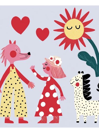 Playful Animal Friends Illustration Poster. poster