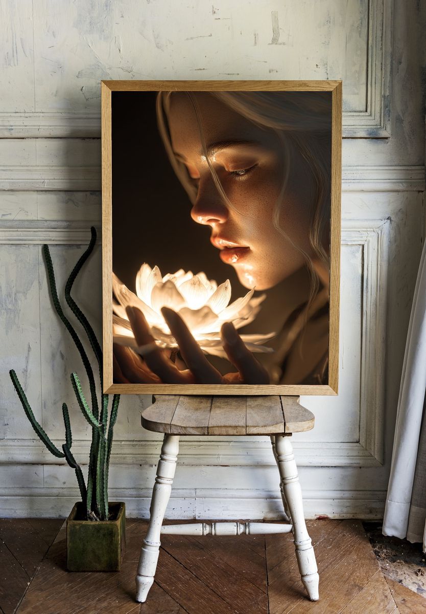 Luminous Woman Portrait Print. room preview