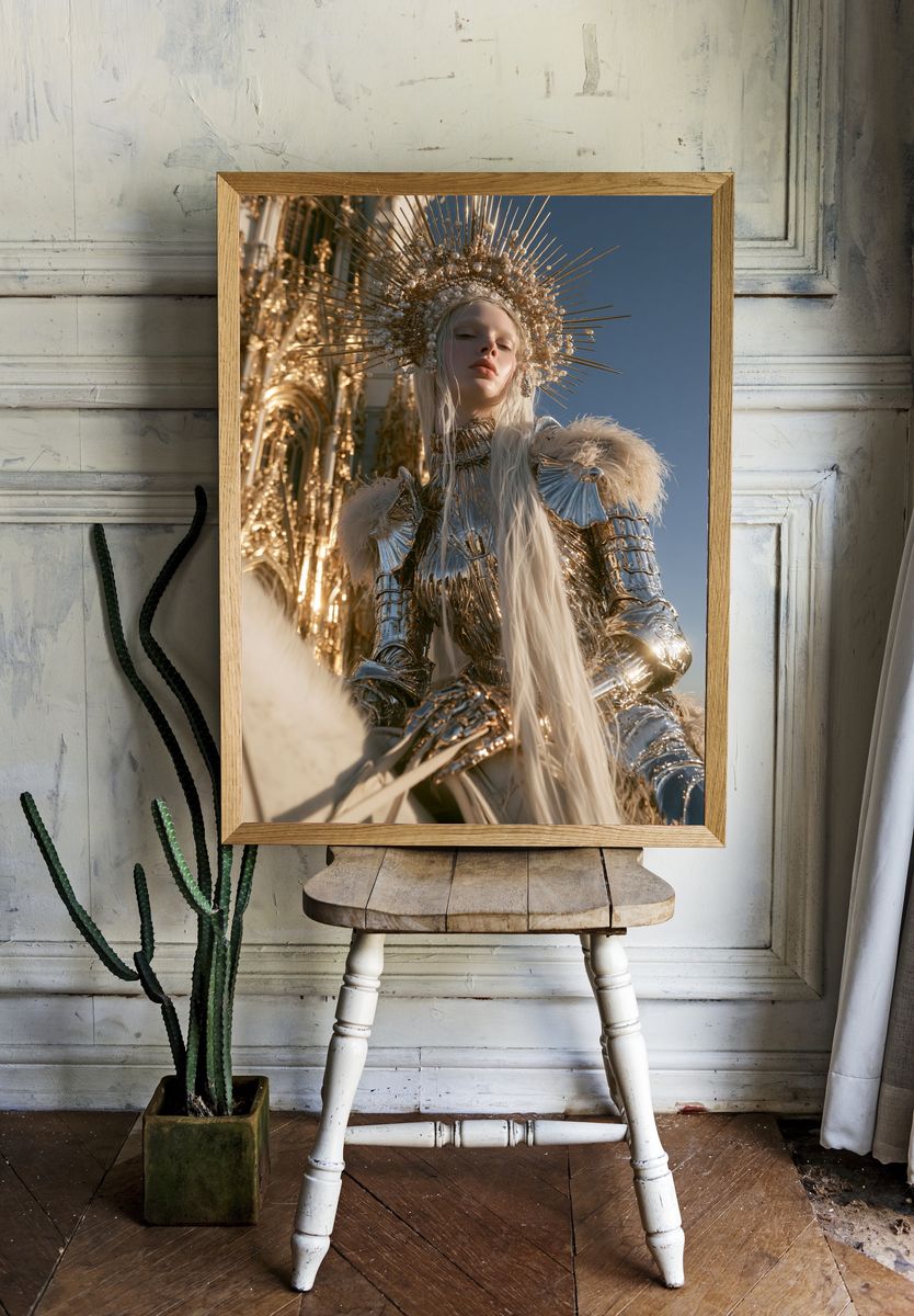 Gilded Celestial Portrait Print. room preview