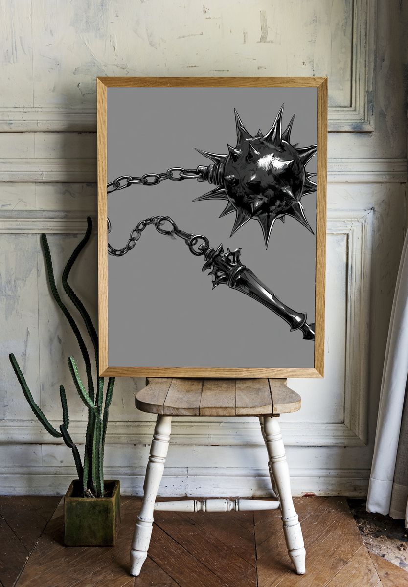 Spiked Mace Illustration Poster. room preview
